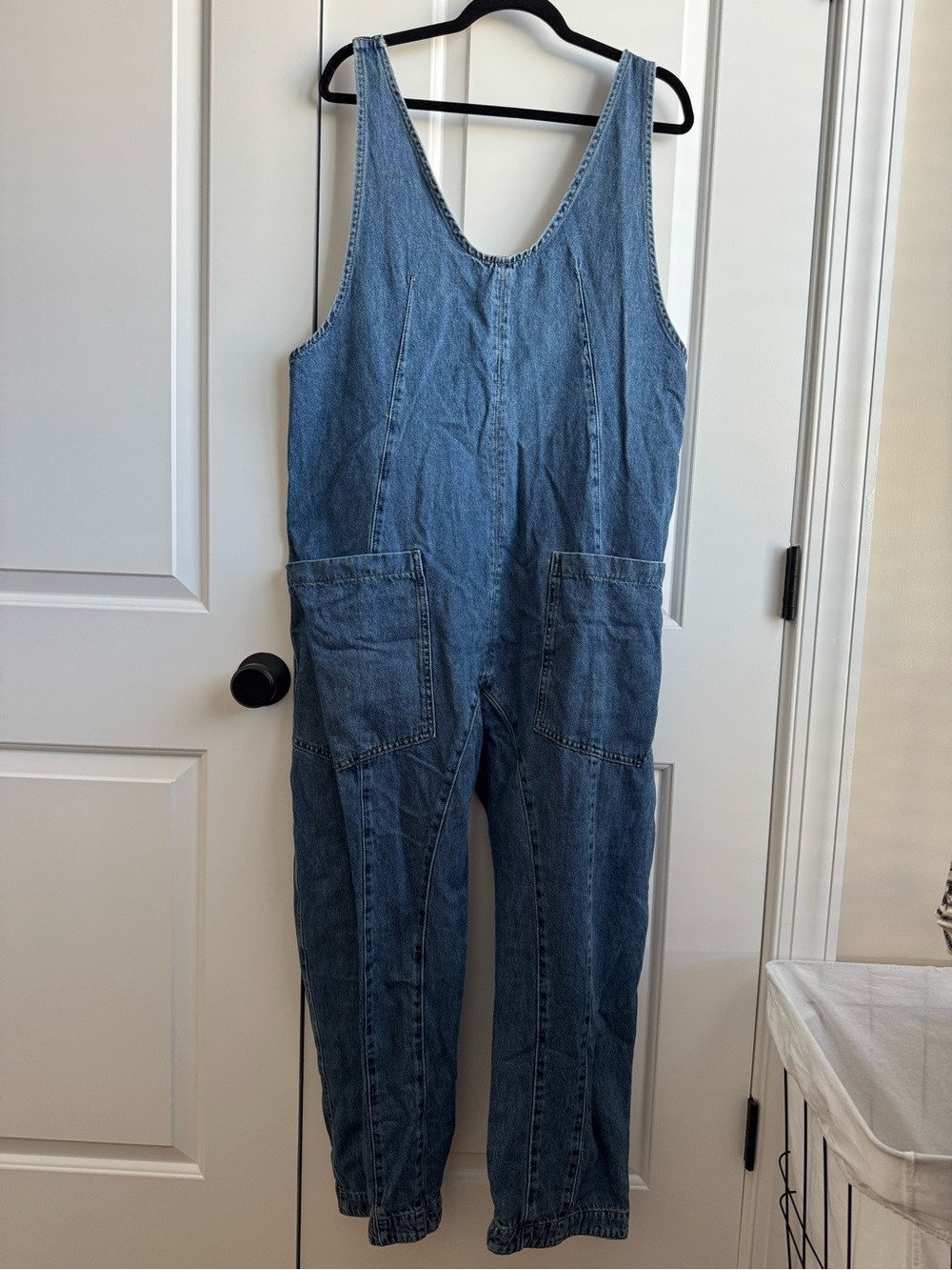 We The Free Free People Denim Slouchy Overall Jumpsuit L